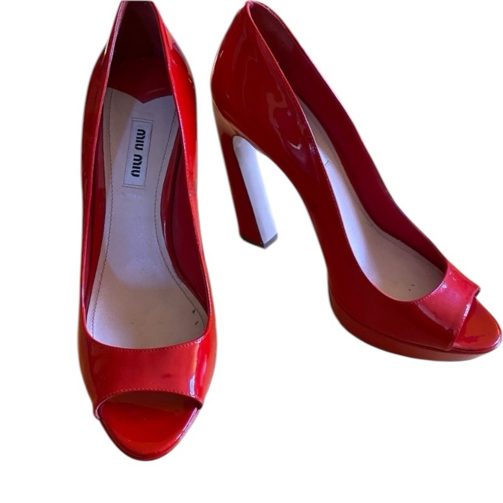 Miu Miu Red Patent Leather Designer Shoes